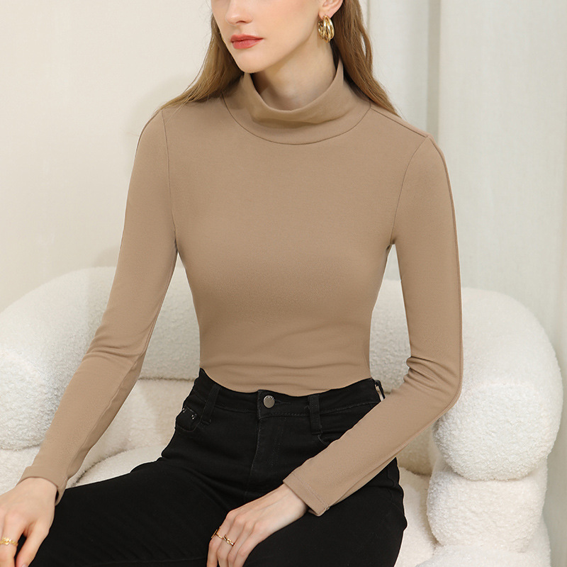 High-Neck Double-Sided Velvet Warm Long-Sleeved Inner T-Shirt