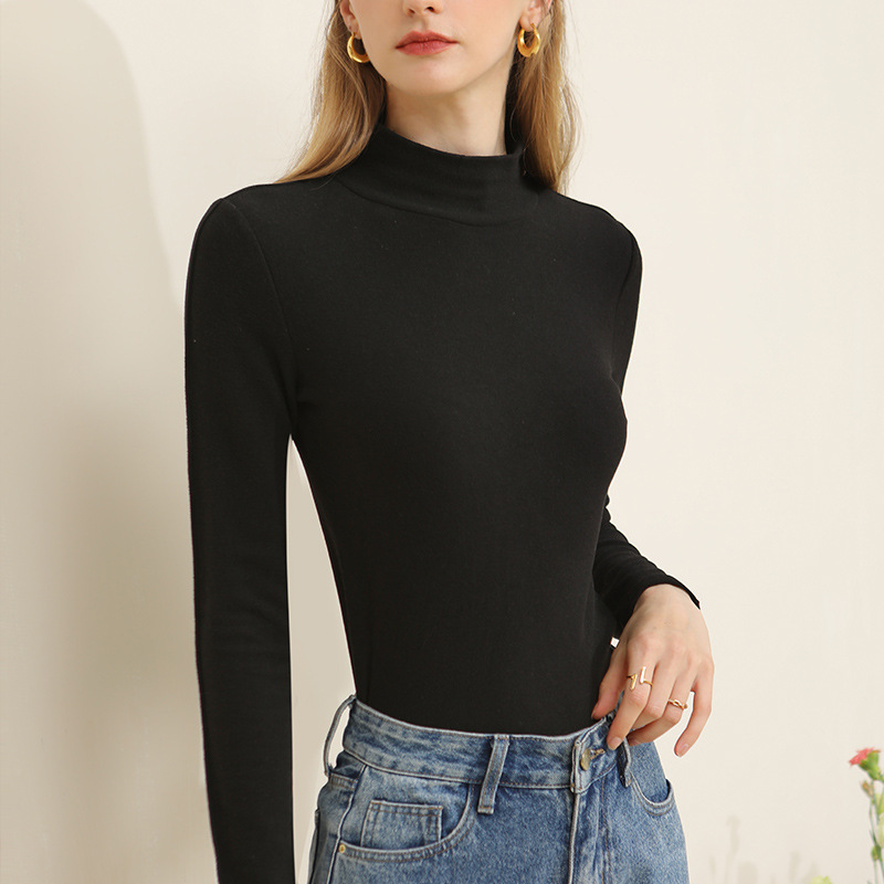High-Neck Double-Sided Velvet Warm Long-Sleeved Inner T-Shirt