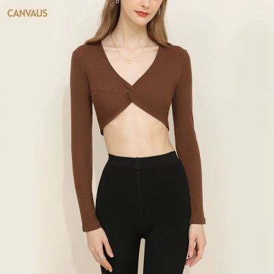 Long-Sleeved T-Shirt Short V-Neck Base Knitted Sweater 02