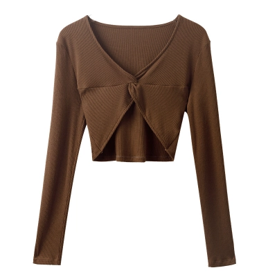 Long-Sleeved T-Shirt Short V-Neck Base Knitted Sweater 01