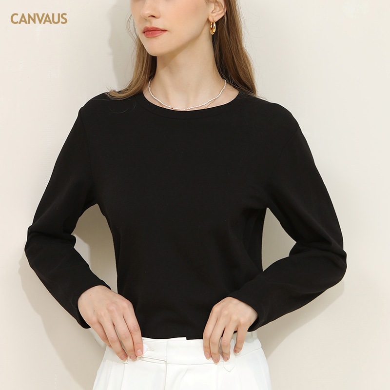 Loose Korean-Style Versatile Cotton Round-Neck Long-Sleeved T-Shirt