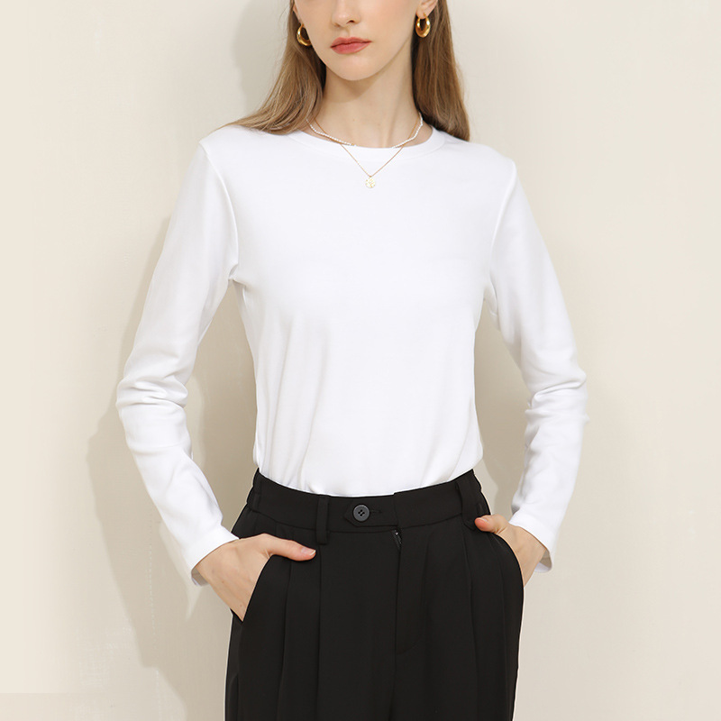 Loose Korean-Style Versatile Cotton Round-Neck Long-Sleeved T-Shirt
