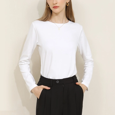 Loose Korean-Style Versatile Cotton Round-Neck Long-Sleeved T-Shirt 02