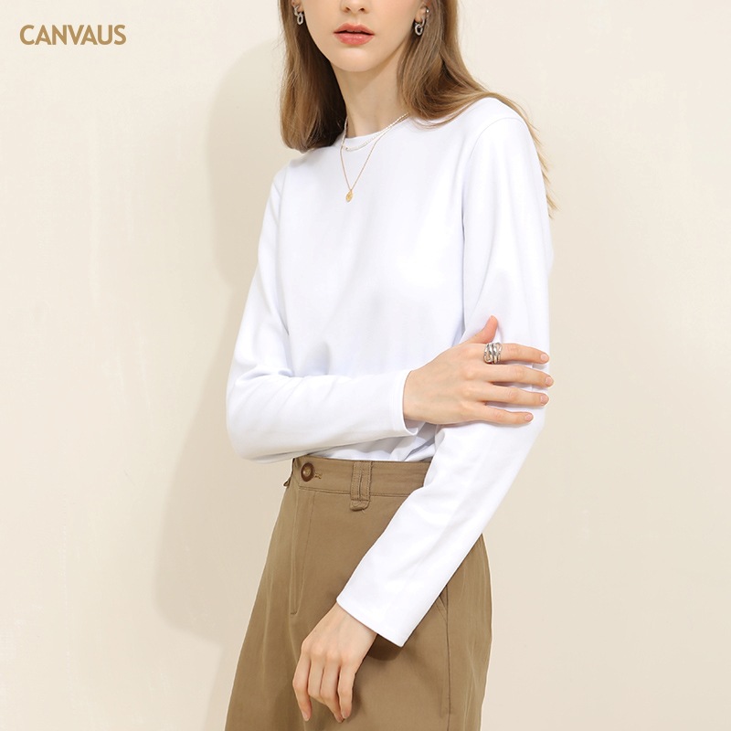 Loose Korean-Style Versatile Cotton Round-Neck Long-Sleeved T-Shirt