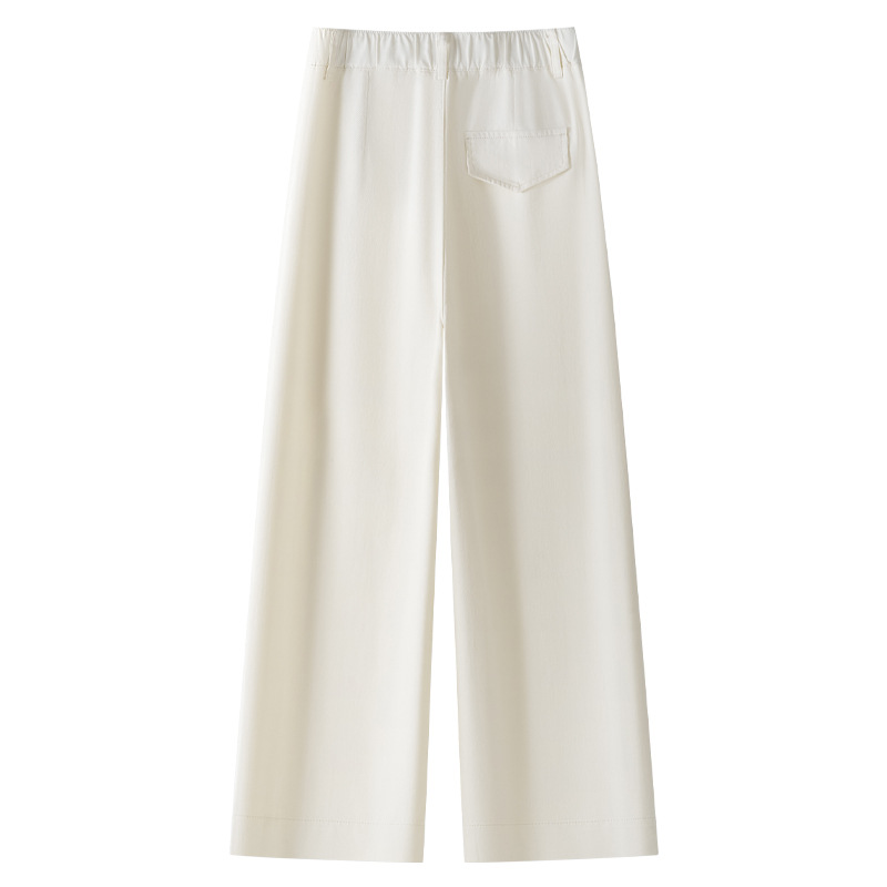 Off-White Washed Thin Short Straight-Leg Pants for Women