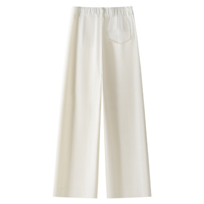 Off-White Washed Thin Short Straight-Leg Pants for Women 02