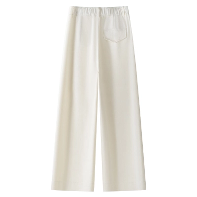 Off-White Washed Thin Short Straight-Leg Pants for Women 02