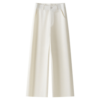Off-White Washed Thin Short Straight-Leg Pants for Women 01