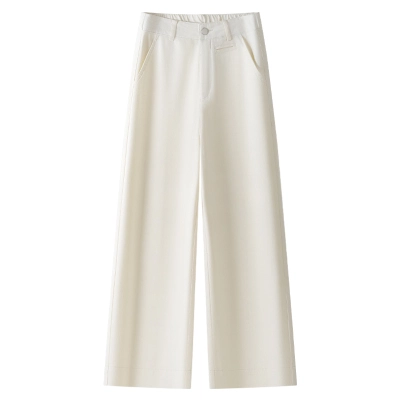 Off-White Washed Thin Short Straight-Leg Pants for Women 01