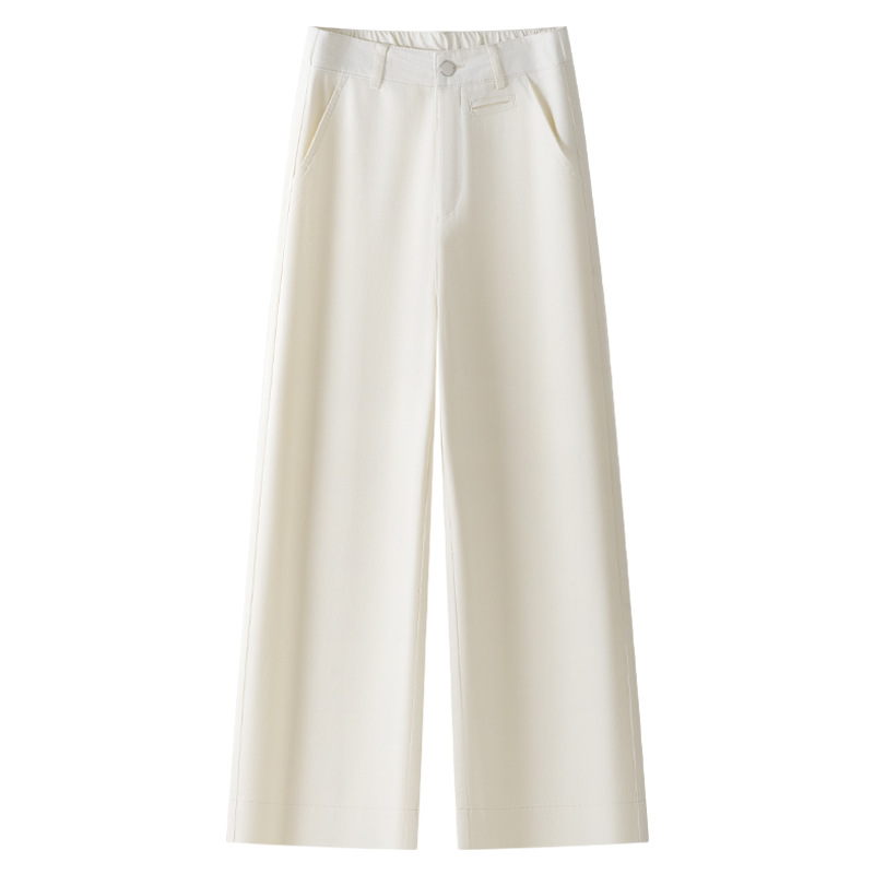 Off-White Washed Thin Short Straight-Leg Pants for Women
