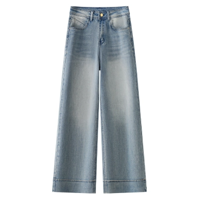 Retro Straight-Leg Light-Colored Wide-Leg Jeans for Women 01