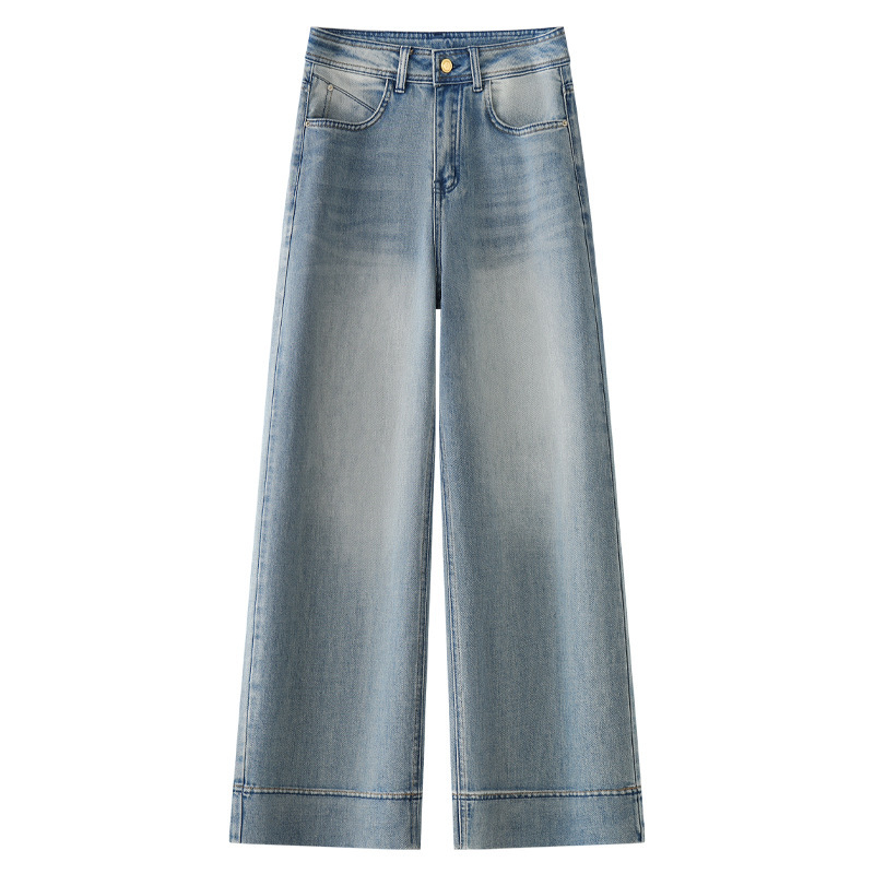 Retro Straight-Leg Light-Colored Wide-Leg Jeans for Women