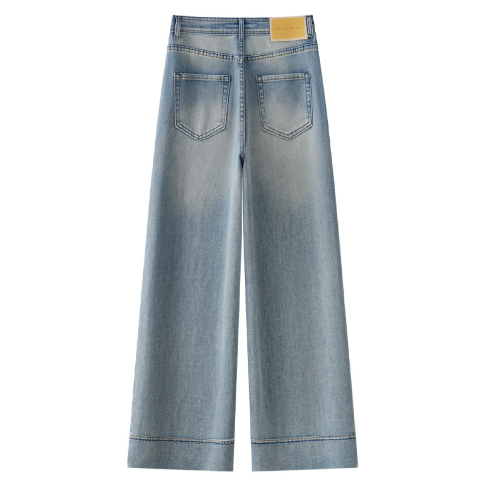 Retro Straight-Leg Light-Colored Wide-Leg Jeans for Women