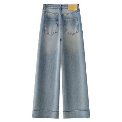 Retro Straight-Leg Light-Colored Wide-Leg Jeans for Women 02