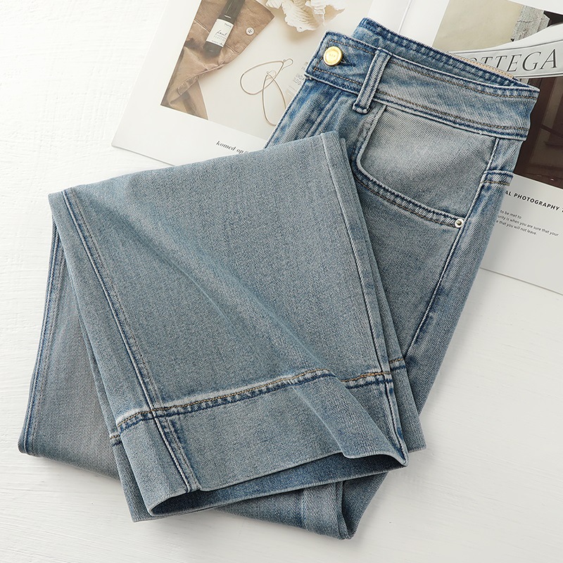 Retro Straight-Leg Light-Colored Wide-Leg Jeans for Women