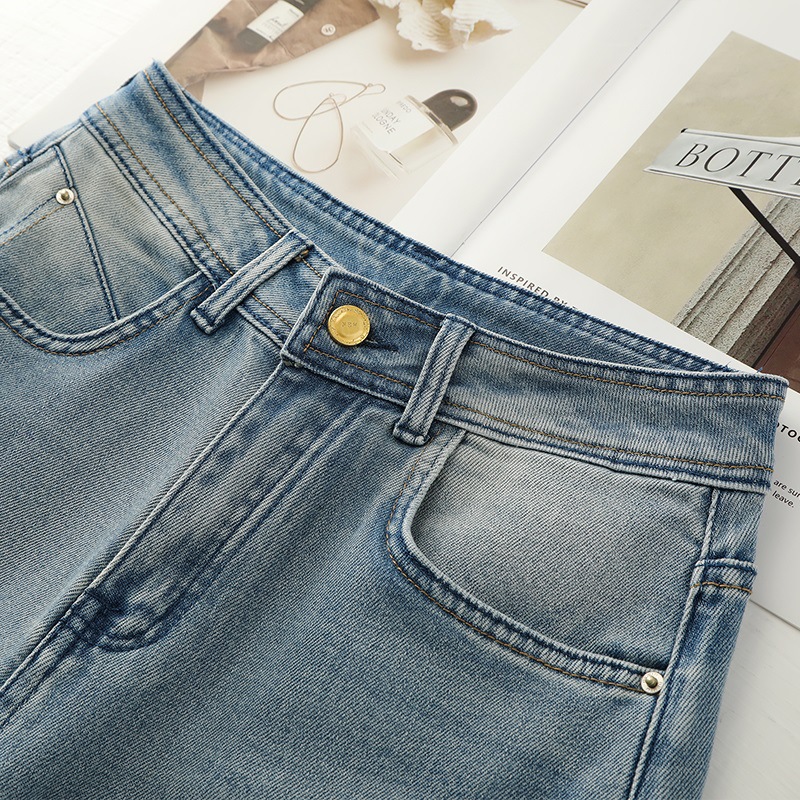 Retro Straight-Leg Light-Colored Wide-Leg Jeans for Women