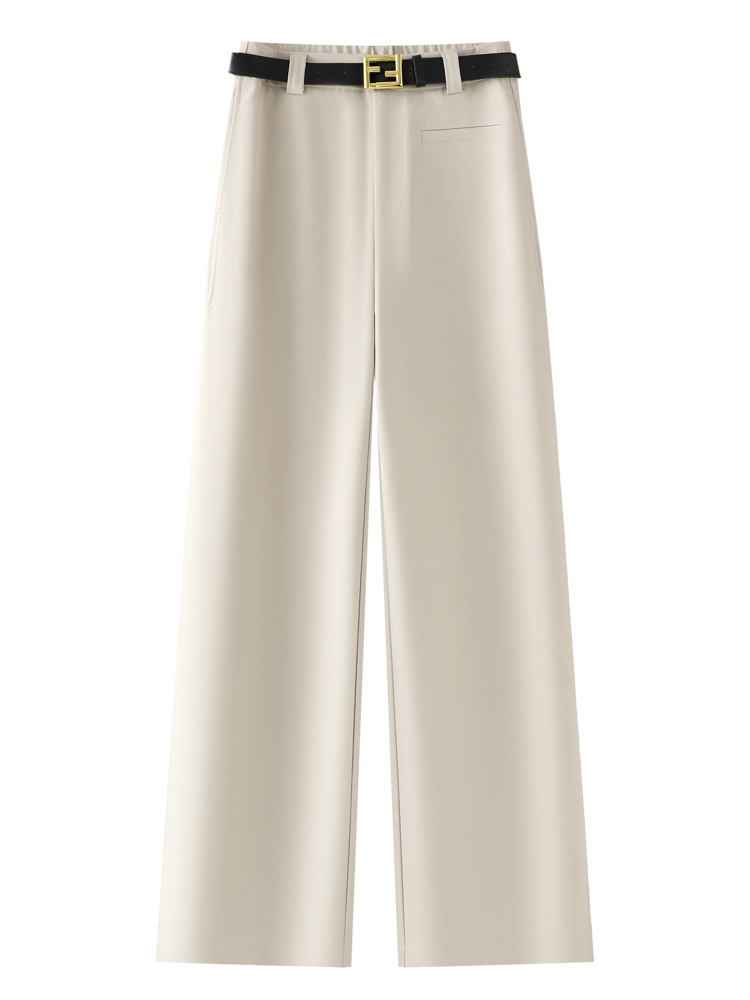 Spring High-Waisted Straight-Leg Pants for Women