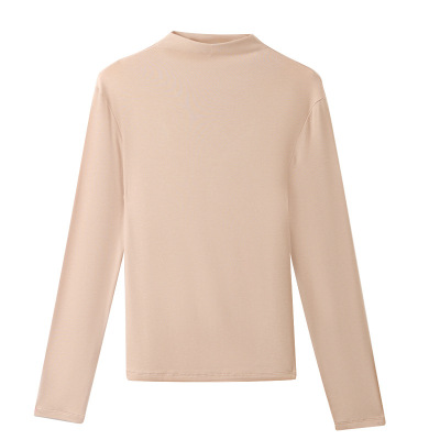 Women's Semi-High-Neck Long-Sleeved Base Shirts for Autumn and Winter 01