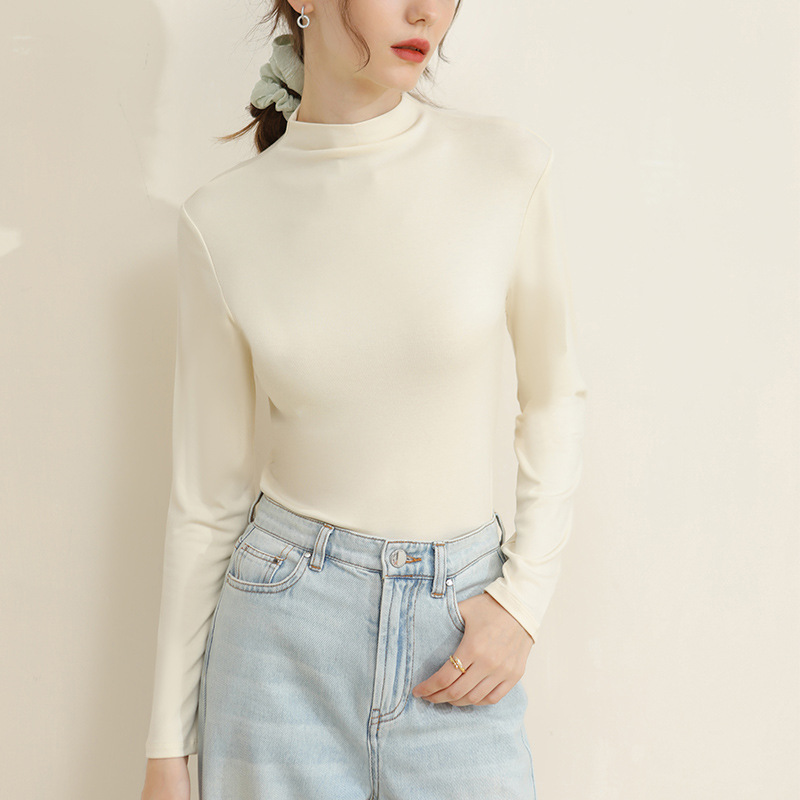 Women's Semi-High-Neck Long-Sleeved Base Shirts for Autumn and Winter