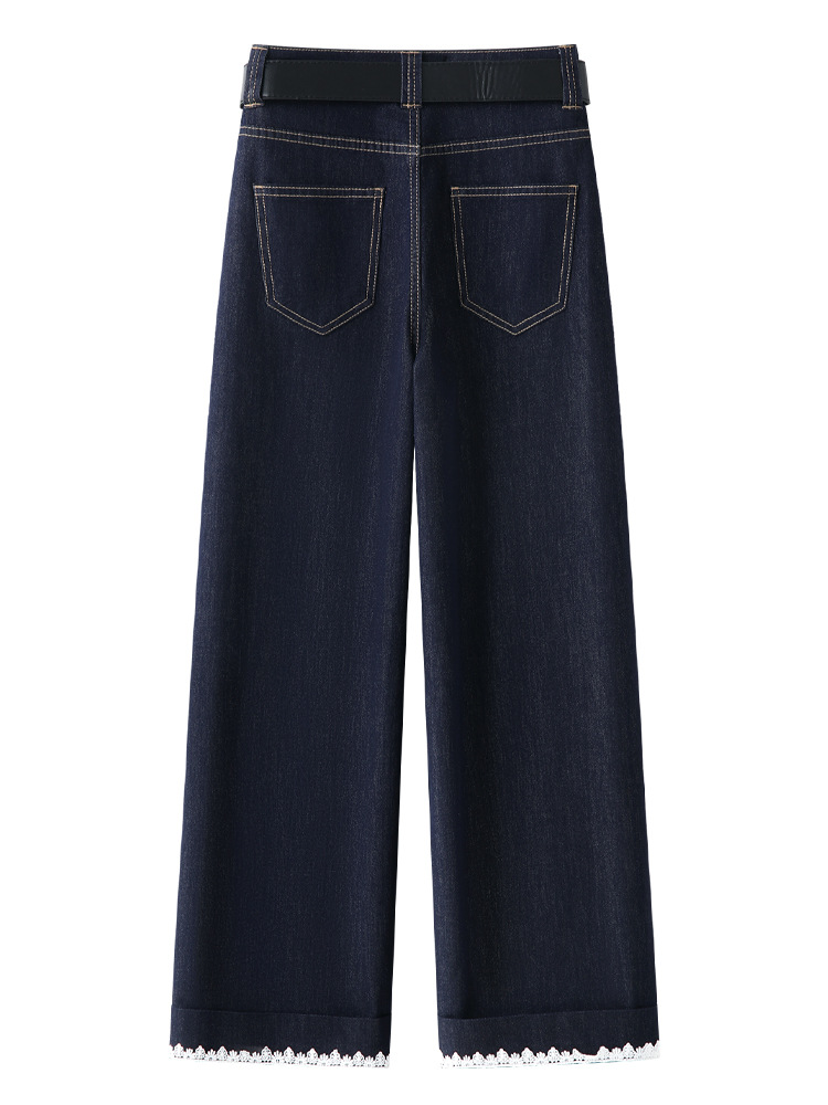 Denim Blue Wide - Leg Straight - Leg Nine - Inch Jeans