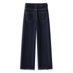 Denim Blue Wide - Leg Straight - Leg Nine - Inch Jeans