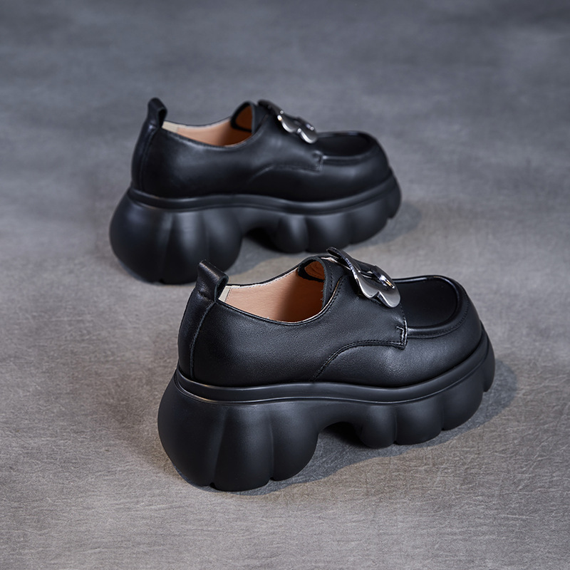 Genuine Leather Retro Big - Head Leather Shoes And Loafers