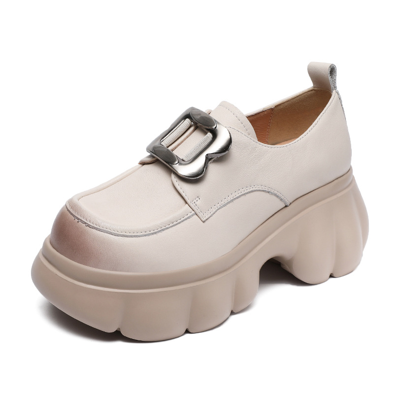 Genuine Leather Retro Big - Head Leather Shoes And Loafers