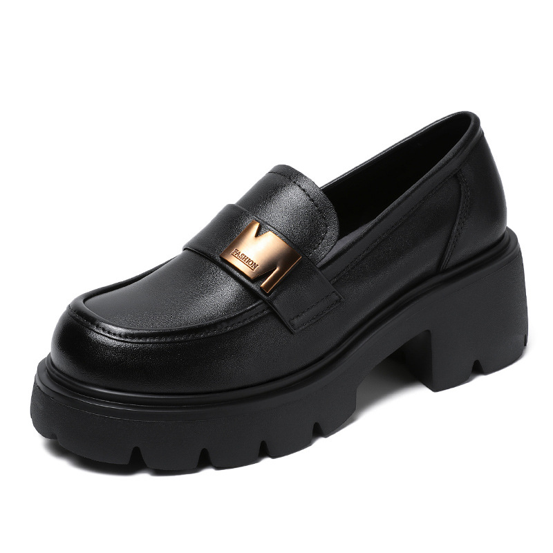 Genuine Leather Thick - Soled Height - Increasing British - Style Loafers