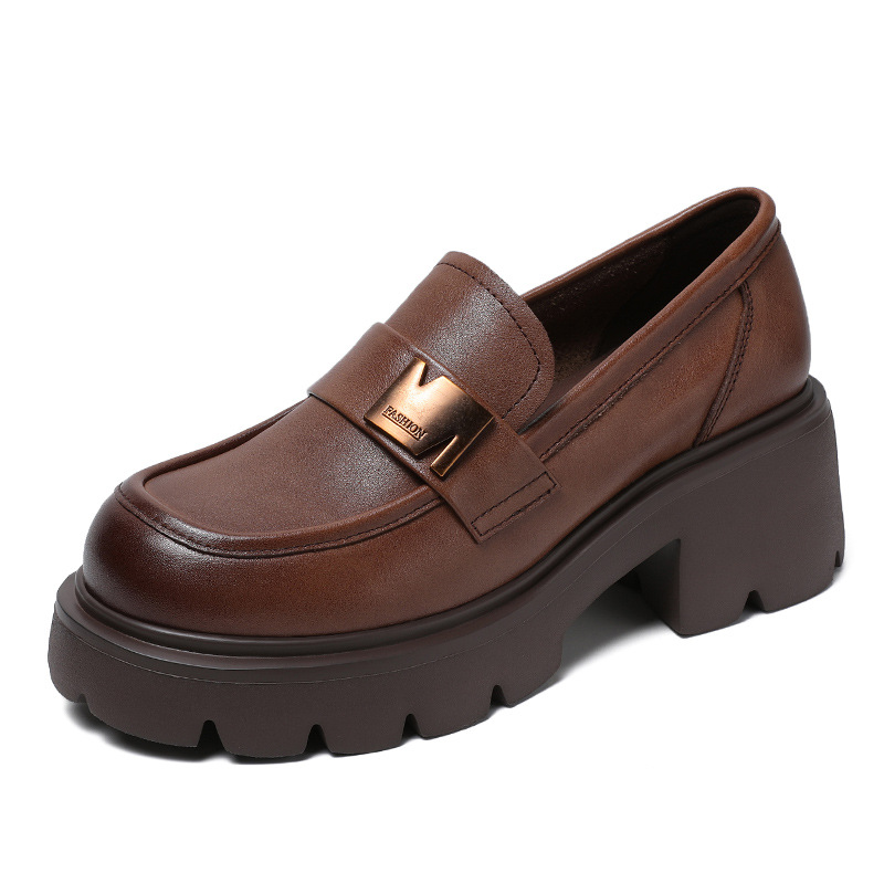 Genuine Leather Thick - Soled Height - Increasing British - Style Loafers