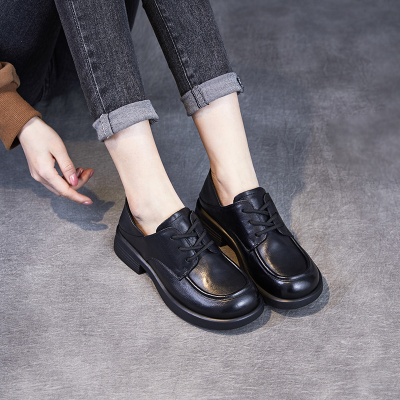 Hand - Scratched Textured Top - Layer Genuine Leather Soft - Soled Loafers