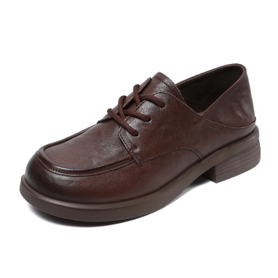 Hand - Scratched Textured Top - Layer Genuine Leather Soft - Soled Loafers 01