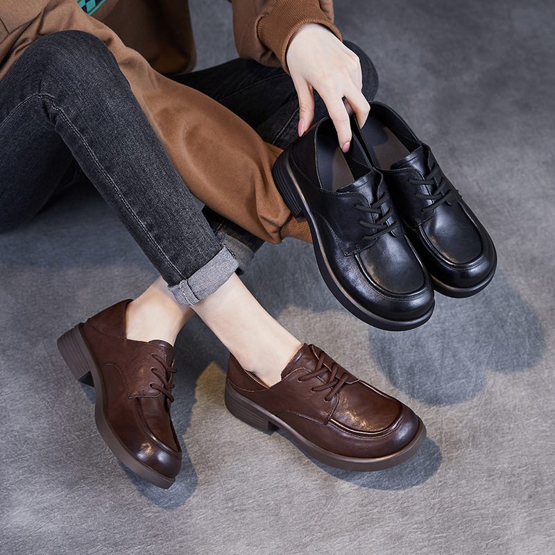 Hand - Scratched Textured Top - Layer Genuine Leather Soft - Soled Loafers