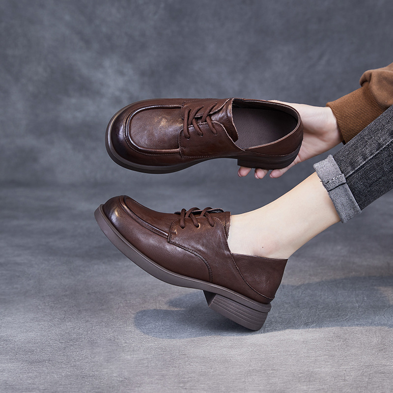 Hand - Scratched Textured Top - Layer Genuine Leather Soft - Soled Loafers