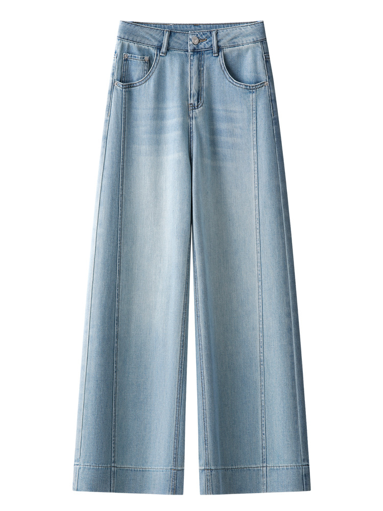 Light Blue Wide-Leg Jeans & High-Waisted Capri Pants Set