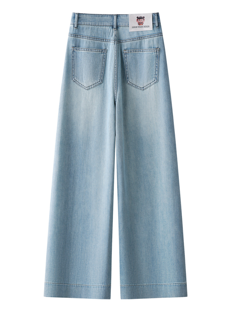 Light Blue Wide-Leg Jeans & High-Waisted Capri Pants Set