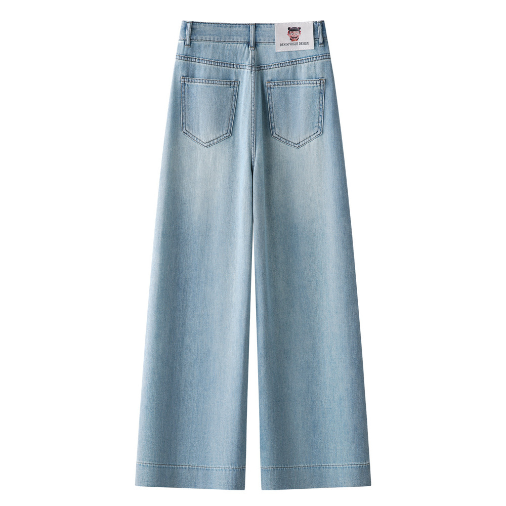 Light Blue Wide-Leg Jeans & High-Waisted Capri Pants Set