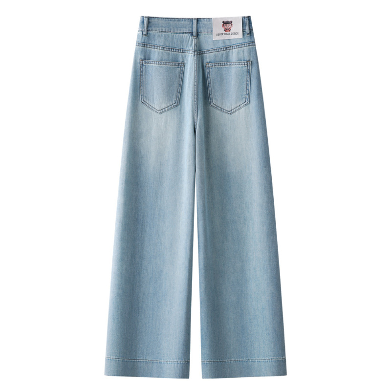 Light Blue Wide-Leg Jeans & High-Waisted Capri Pants Set