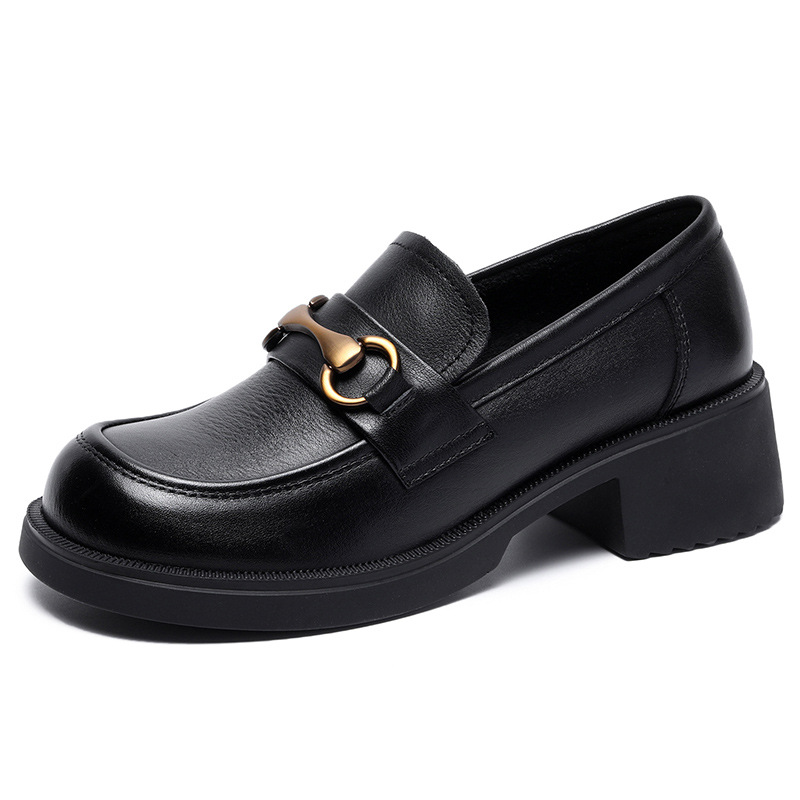 New Leather Thick - heeled and Thick - soled Women's Shoes and Loafers