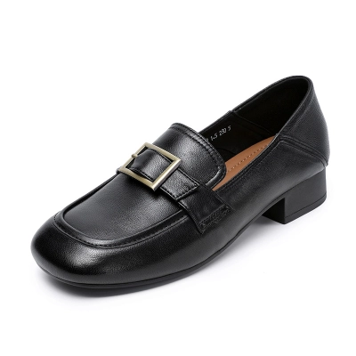 New Sheepskin Loafers with Thick Heels on One Foot 01
