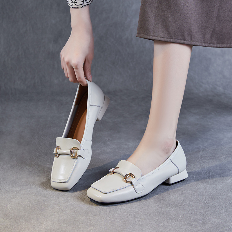 Retro British - Style Fashionable Thick - Heeled Loafers