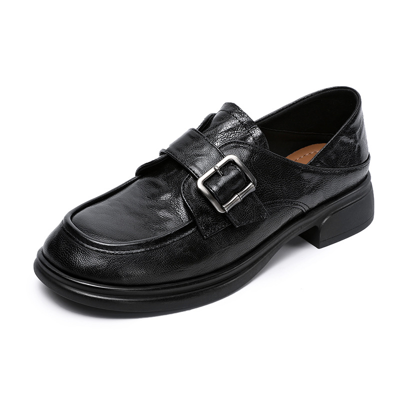 Retro Buckle And Strap Tongqin British Loafers