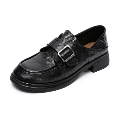 Retro Buckle And Strap Tongqin British Loafers 02