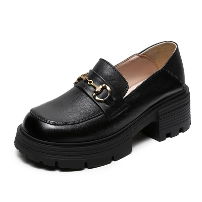 Spring And Autumn British - Style Loafers With Metal Buttons 01