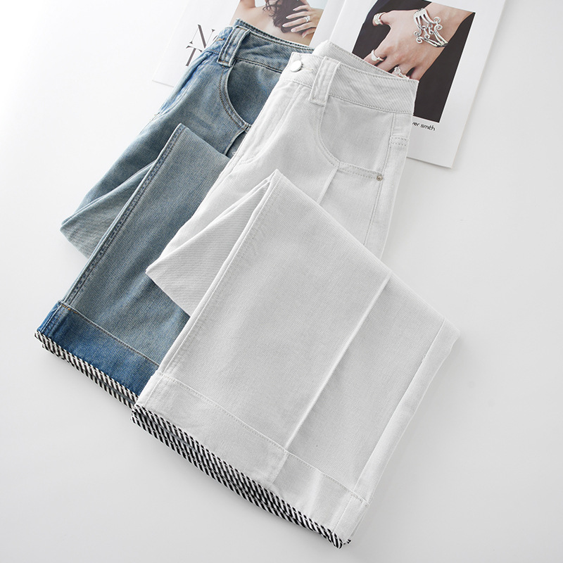 Summer Slim High - Waisted Loose Wide - Leg Jeans