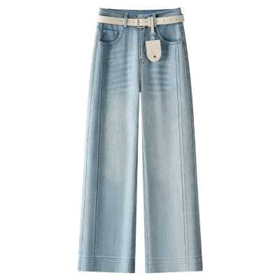 Summer Thin High - Waisted Narrow Nine - Inch Straight - Leg Pants 02