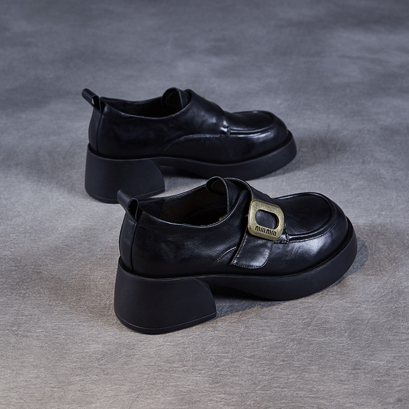 Thick - heeled Deep - mouthed British - style Loafers for Women