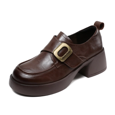 Thick - heeled Deep - mouthed British - style Loafers for Women 01