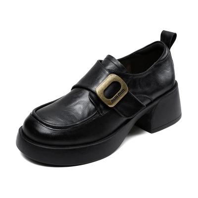 Thick - heeled Deep - mouthed British - style Loafers for Women 02