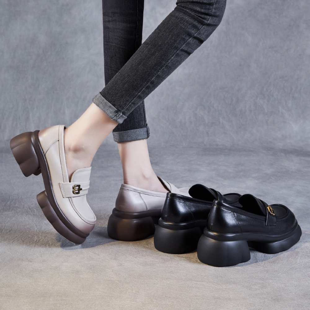 Ultra - Light And Comfortable Single - Shoe Metal - Buckle Loafers