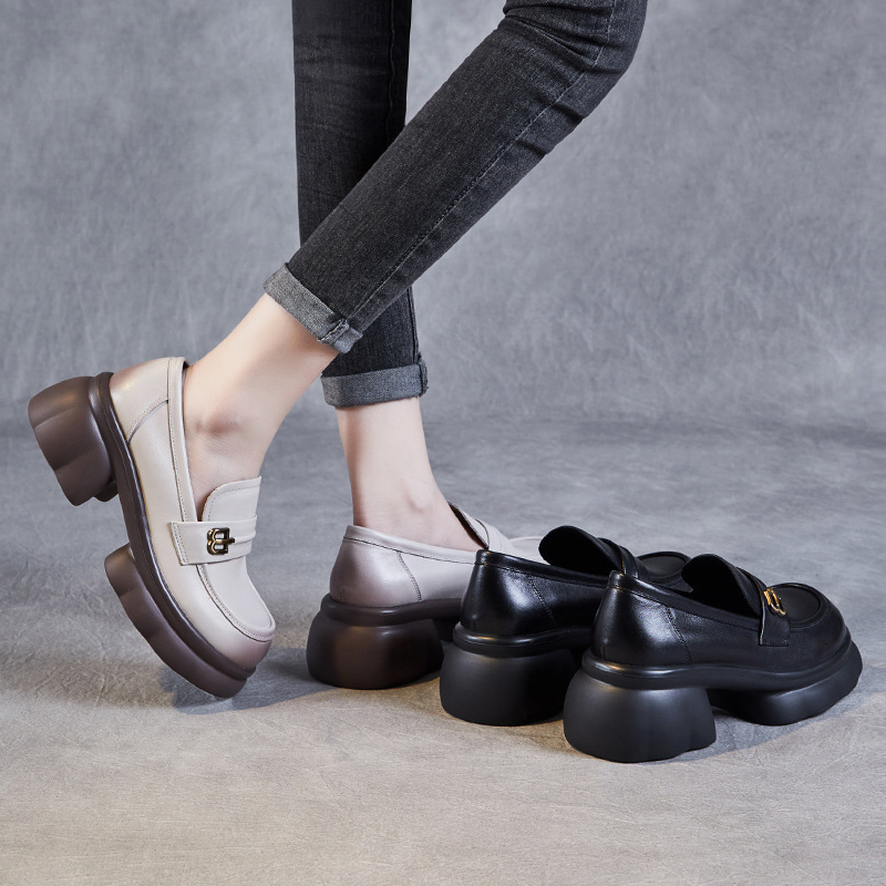 Ultra - Light And Comfortable Single - Shoe Metal - Buckle Loafers